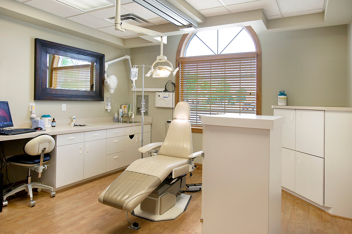 Dental examination room overhead lights details ceiling mount table medical equipment Modern clean Idaho Photographer